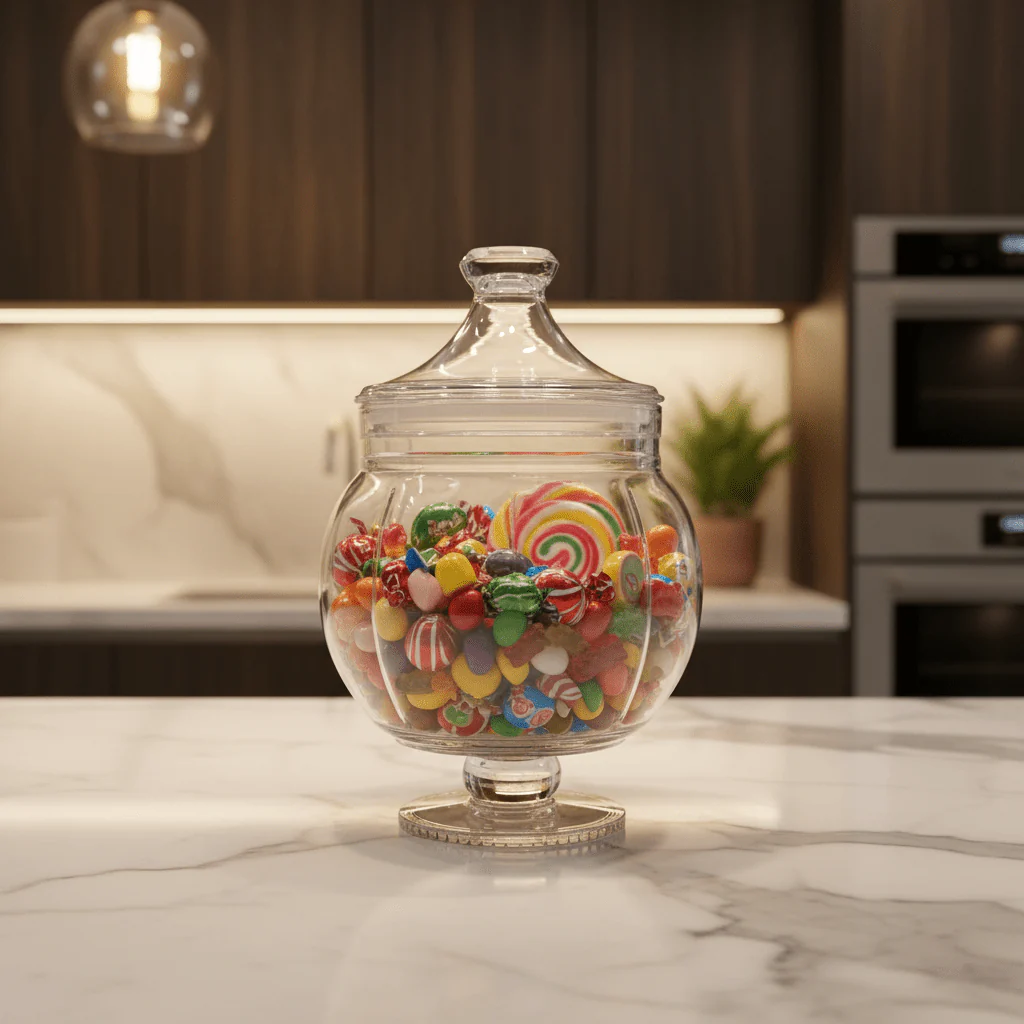 AKDC Clear Acrylic Footed Storage Canister with Tight Lid Transparent Food Storage Container 1590 ml Capacity - Image 2