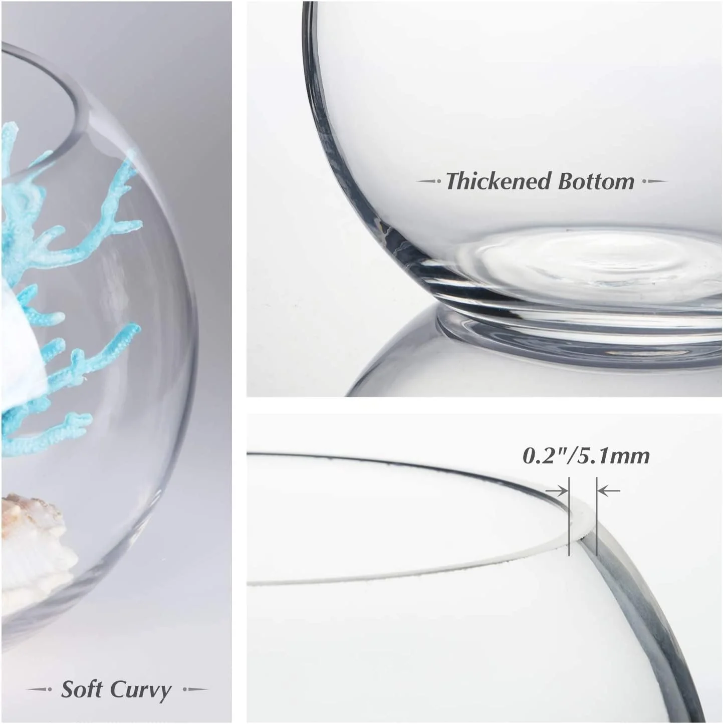 AKDC Clear Bubble Bowl Glass Vase, 6-Inch Transparent Bubbles Planter Terrarium Fish Bowls for Wedding Event Home D‚cor. [1 Piece] (15 cm) - Image 3