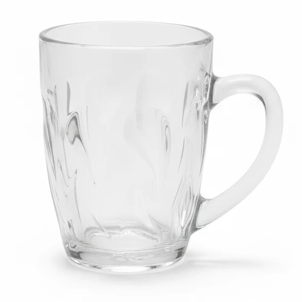 AKDC Compact Clear Glass Tea Mug with Durable Handle for Home and Office 215ml
