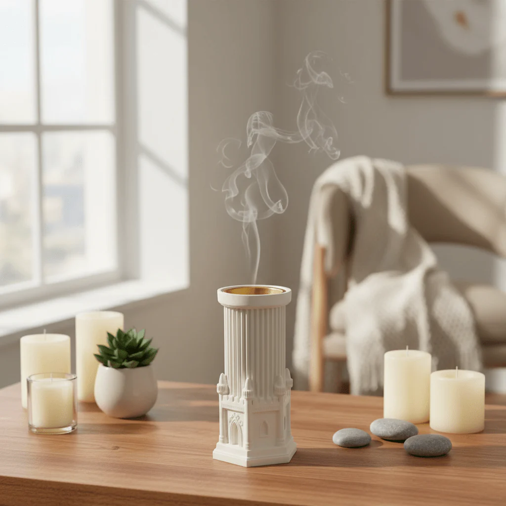 AKDC Cream Ceramic Decorative Incense Burner – Stylish and Versatile Home Decor Accent – 21.5 cm - Image 2