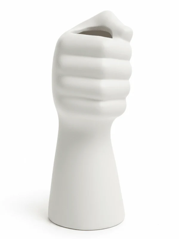 AKDC Creative Hand-Shaped Ceramic Decorative Vase – Elegant White Artistic Home Décor Accent, 20 × 10 cm