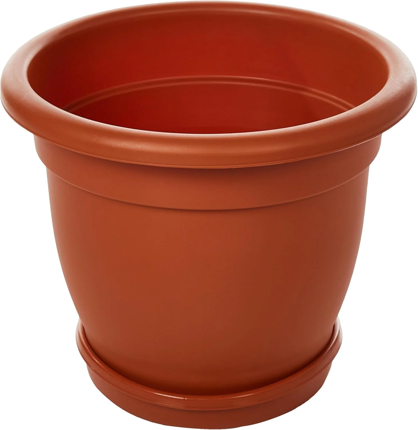 AKDC Plastic Planter With Tray Width 28CM Height 24CM Clay Color