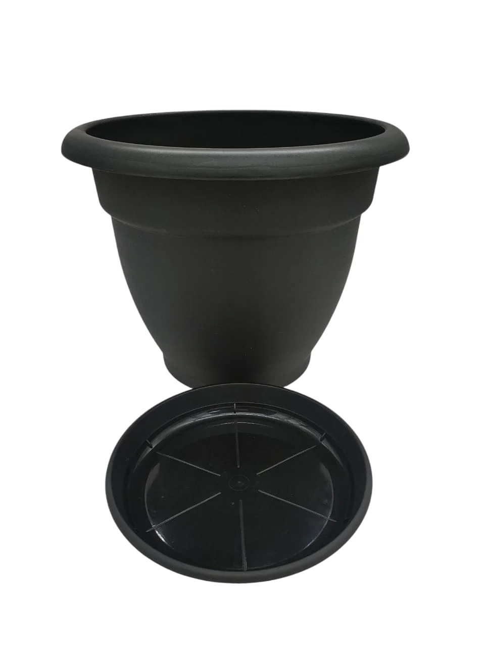 AKDC Plastic  Planter With Tray Width 28CM Height 24CM Black Color - Image 3