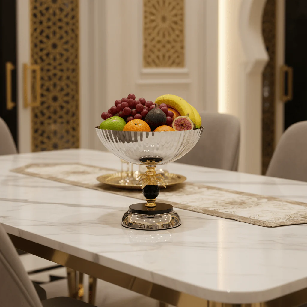 AKDC Decorative Footed Silver & Gold Candy Bowl 23×23 cm Luxury Centerpiece for Sweets & Fruits - Image 2