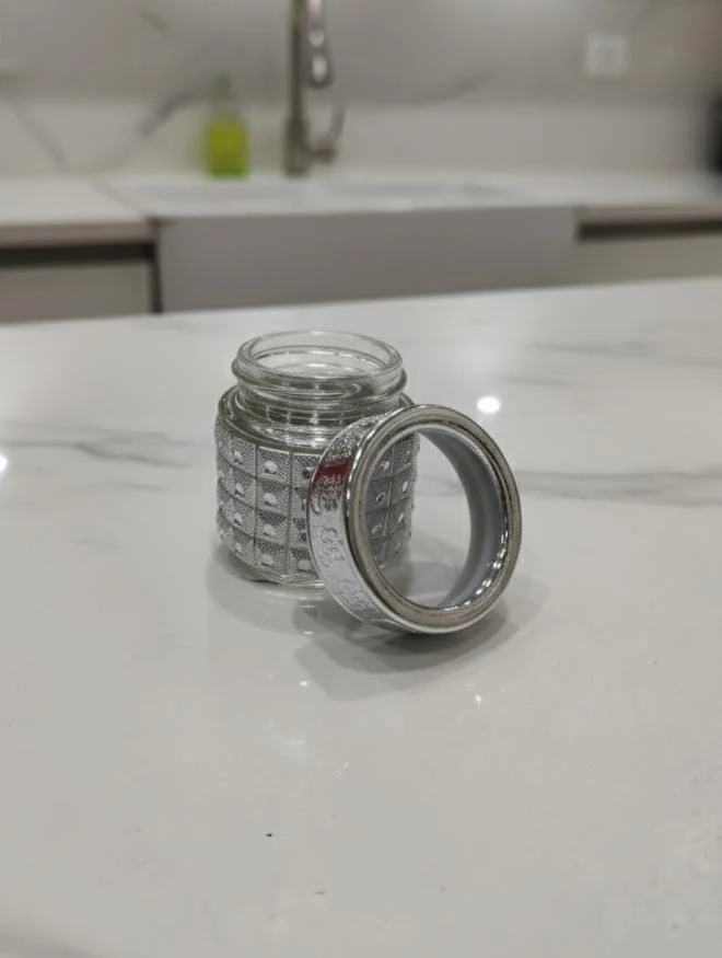 AKDC Decorative Glass Bottle – 6×5 cm Compact Silver Finish Bottle, Ideal for Storage or Home Décor Accent - Image 3