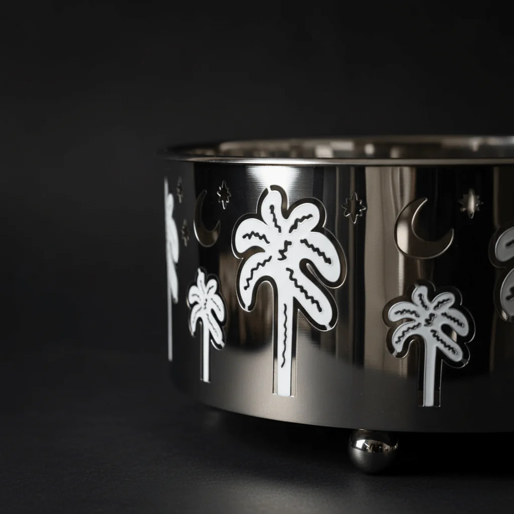 AKDC Designer Stainless Steel Salad Bowl with Palm Tree Design Base β Luxury Serving Bowl for Dining & Hosting β 23 Γ 10 cm - Image 3