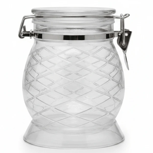 AKDC Diamond Pattern Airtight Acrylic Storage Container for Dry Food Storage 12 × 10 cm