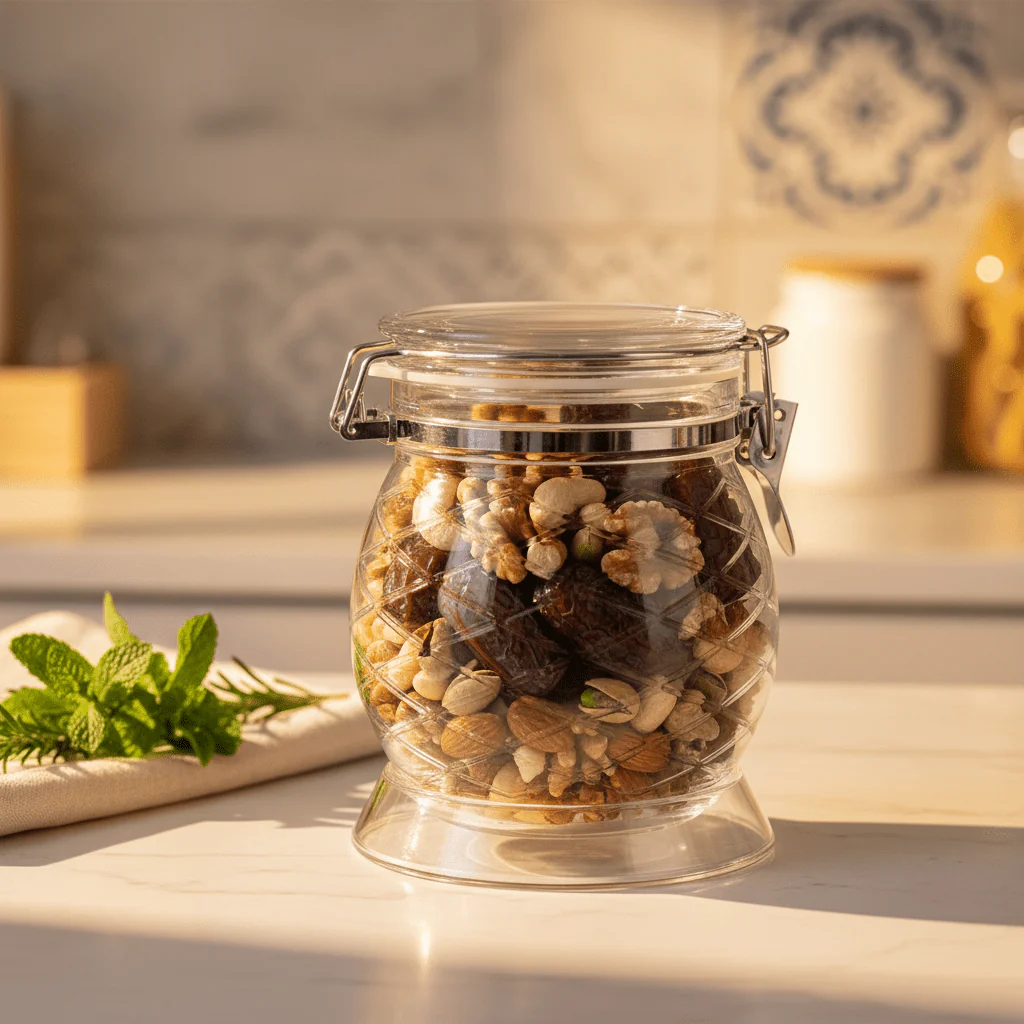 AKDC Diamond Pattern Airtight Acrylic Storage Container for Dry Food Storage 12 × 10 cm - Image 2