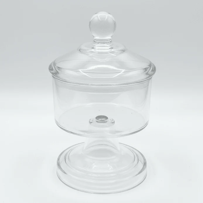 AKDC Elegant Acrylic Footed Candy Jar with Lid Clear Multipurpose Storage and Serving Container 15 × 13 cm