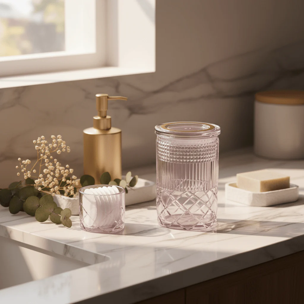 AKDC Elegant Acrylic Storage Canister with Lid Stylish Transparent Organizer Container 16 × 10 cm - Image 2