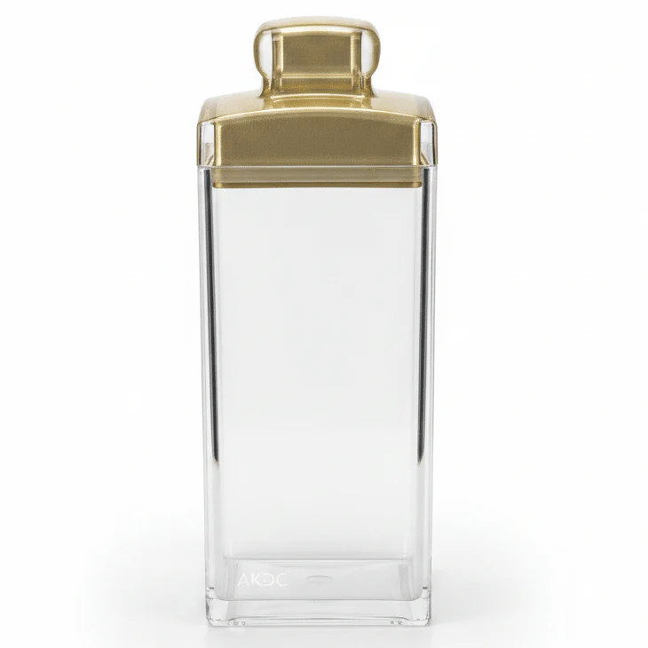 AKDC Elegant Acrylic Storage Canister with Premium Gold Lid Stylish Organizer Container 900 ml Capacity