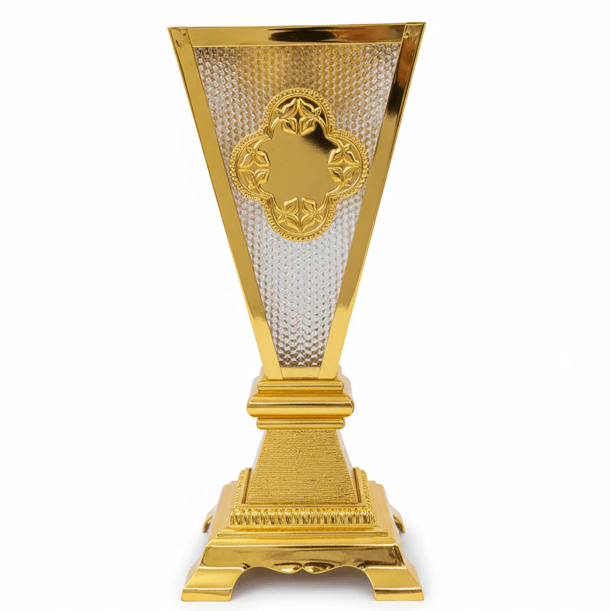AKDC Elegant Gold Metal and Glass Incense Burner Deluxe Decorative Burner 36cm