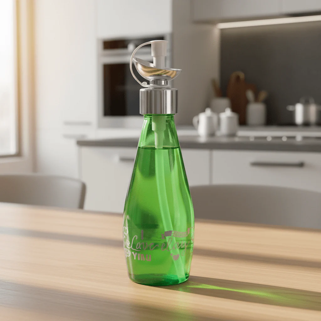 AKDC Elegant Green Glass Oil Bottle with Pour Spout β Stylish Kitchen Oil & Vinegar Dispenser, 250ml - Image 2