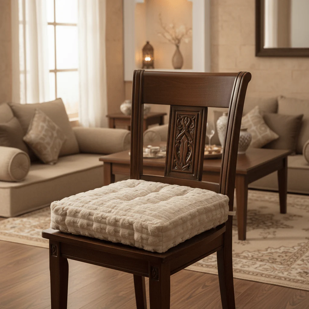 AKDC Elegant Plush Ivory Beige Chair Square Cushion Soft Decorative Seat Pad for Living Room and Dining Chairs 40 × 40 cm - Image 2