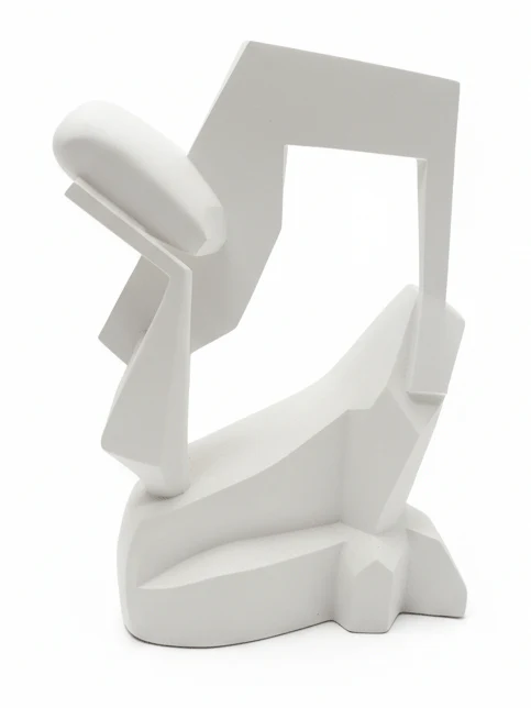 AKDC Elegant Polyresin Unique Abstract Décor – Premium Modern Statement Showpiece for Home Interiors, White, 26 cm