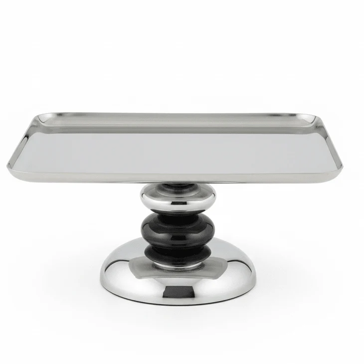 AKDC Elegant Rectangular Footed Candy Tray – Decorative Raised Metal Serving Tray for Desserts & Centerpiece Display – 20x16 cm