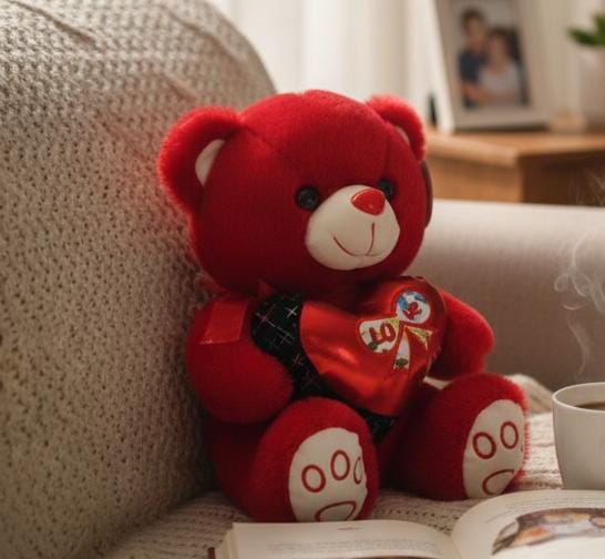 AKDC Elegant Red Teddy Bear (30 cm) with Love Message - Image 2