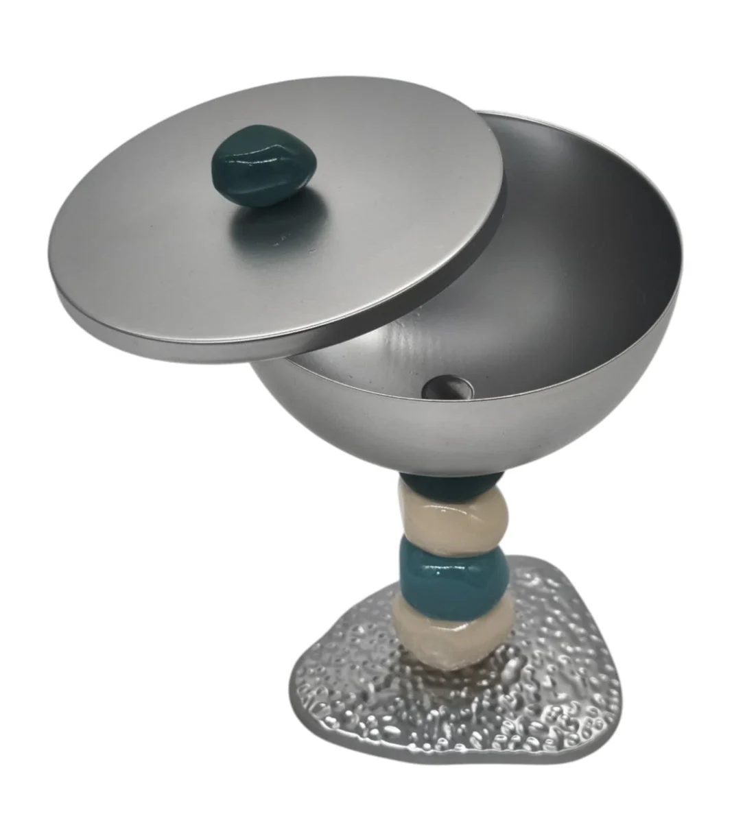 AKDC Metal Footed Candy Bowl with Lid 20cm*12cm*12cm, Multicolour - Image 2