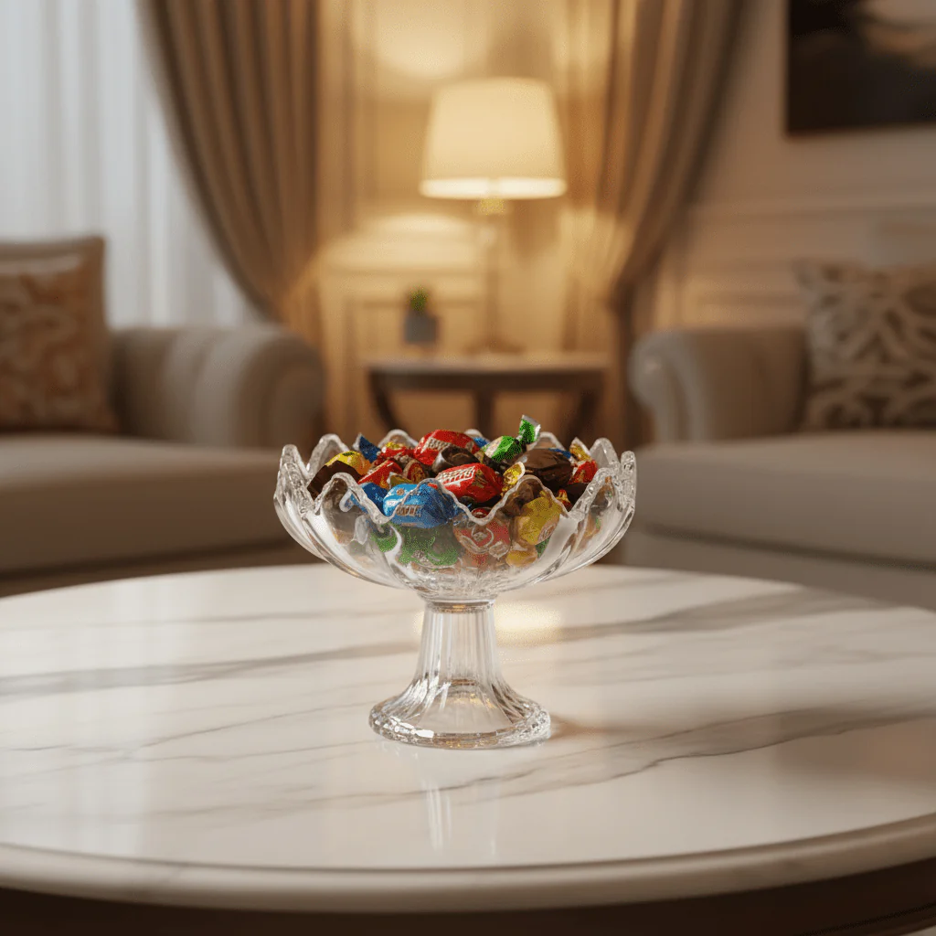 AKDC Footed Glass Candy Bowl – Compact Raised Bowl for Candy, Nuts, Dry Fruits & Snacks 14×12 cm - Image 2