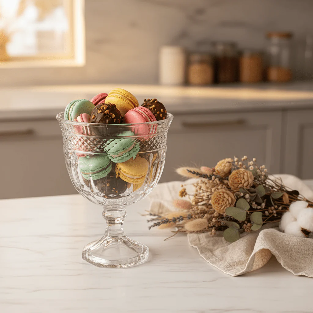 AKDC Footed Glass Candy Bowl with Lid Raised Base Decorative Dessert and Candy Server 25 x 11 cm - Image 2