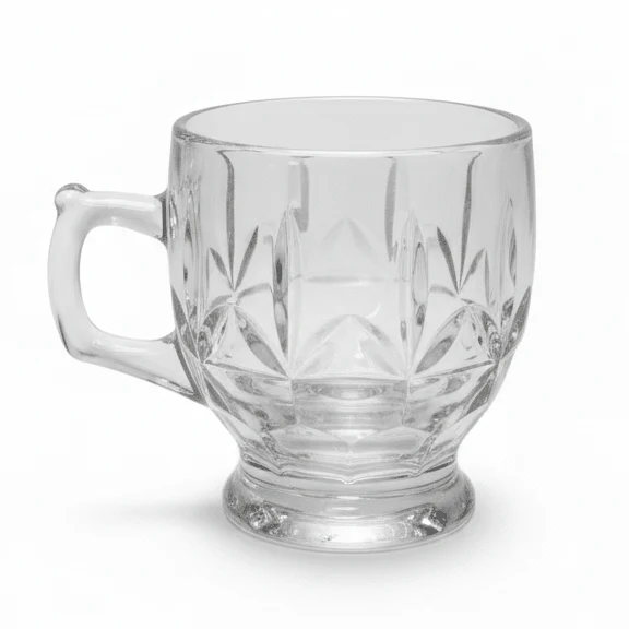 AKDC Footed Glass Tea Mug with Classic Handle, Elevated Base Design 150ml