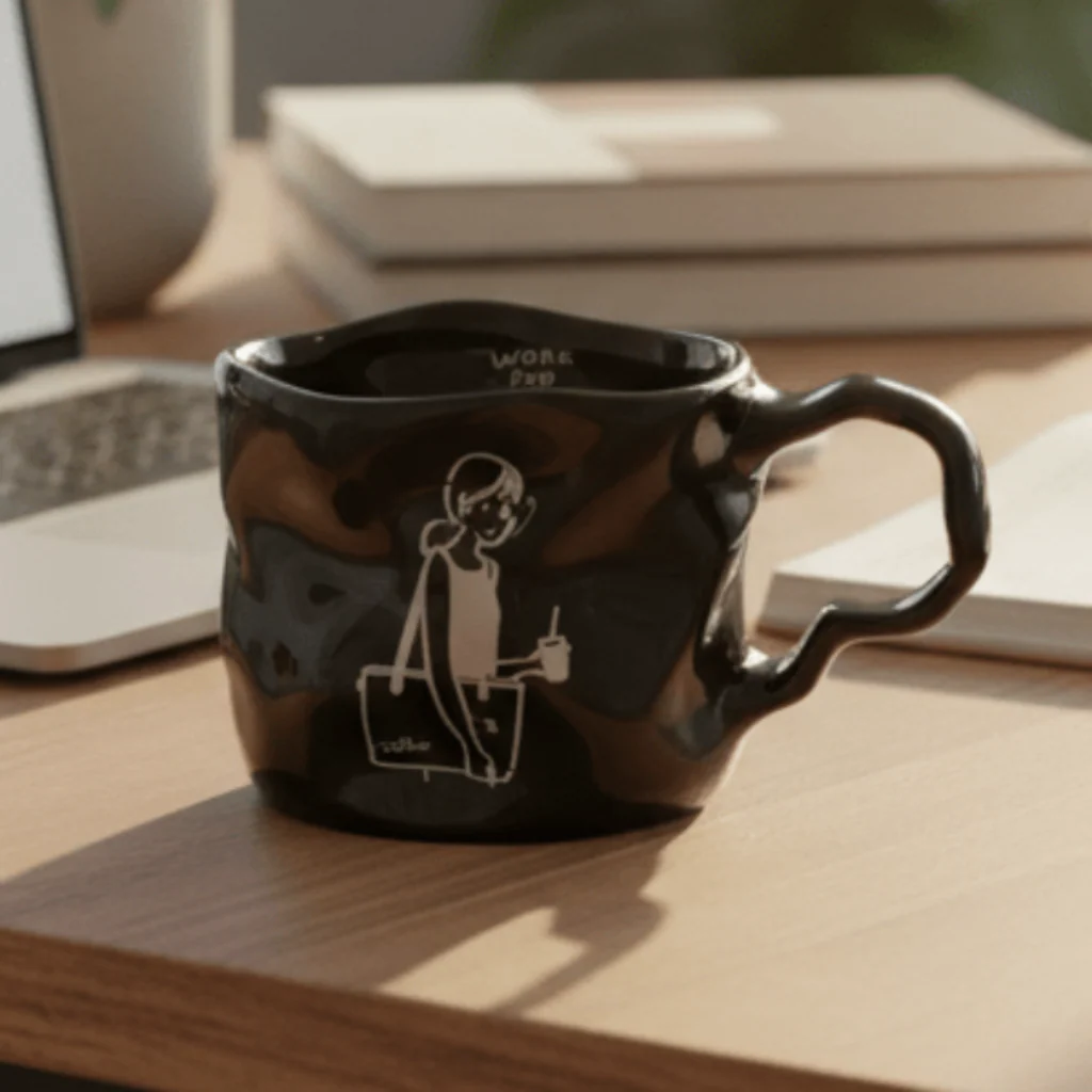 AKDC Fun Theme Ceramic Mug 400 ml – Black Color Mug with Work on Friday Printed Design for Office and Casual Gifting - Image 2