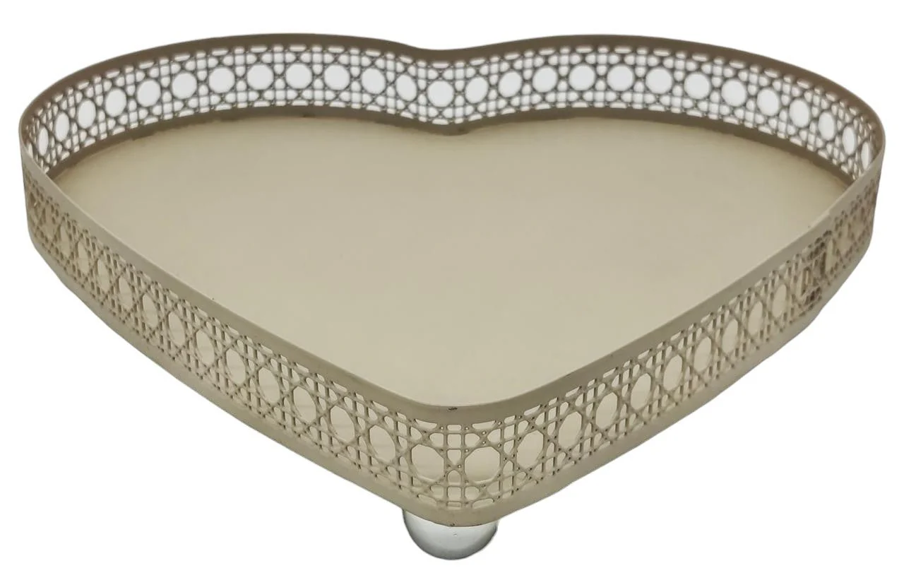 AKDC Heart Metal Candy Tray 25cm*5cm, Beige