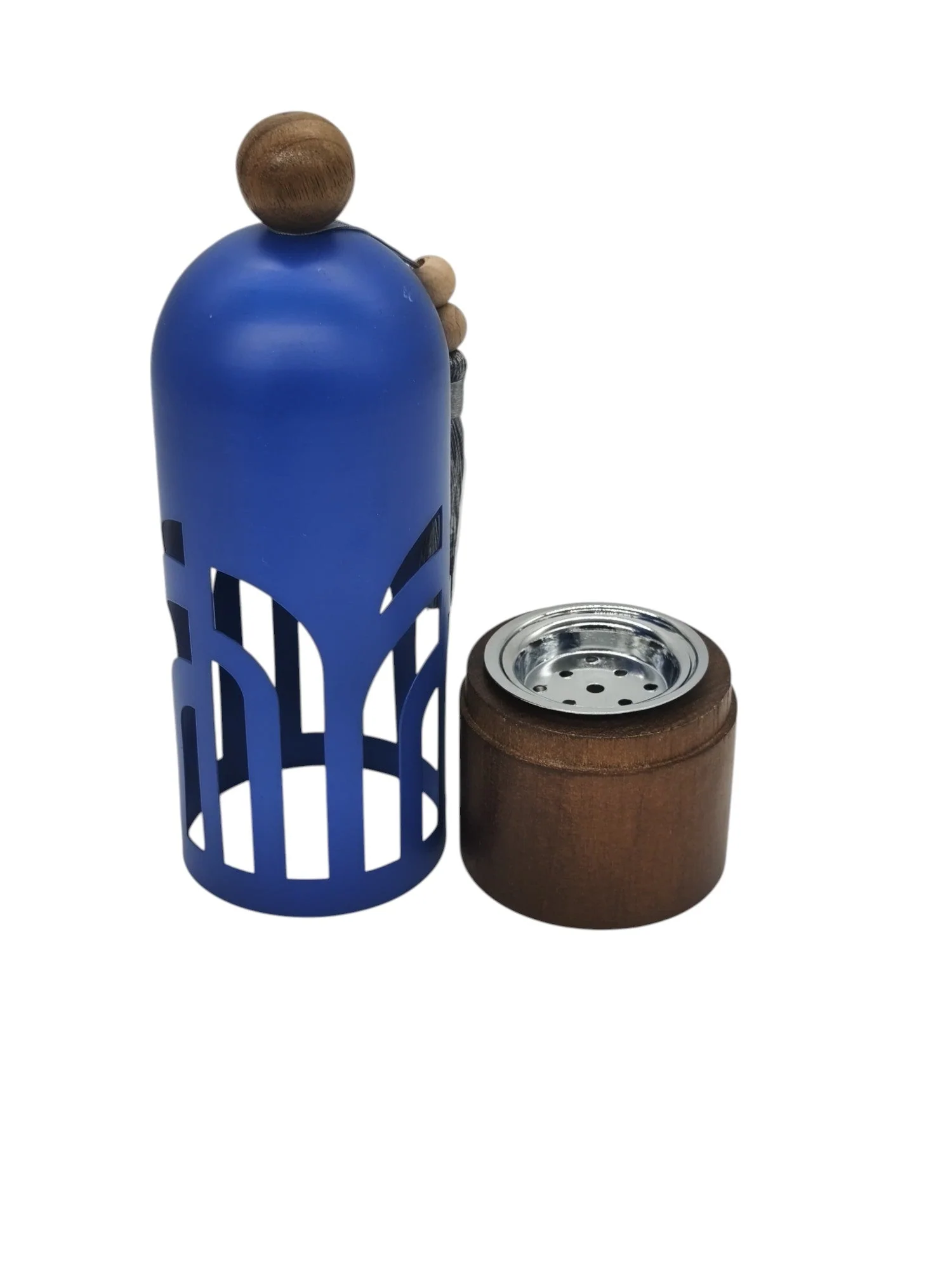 AKDC Incense Burner with Wooden Base and Metal Cover 28cm*8cm*8cm, Blue - Image 2