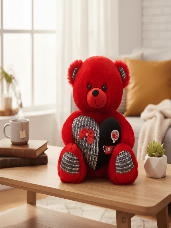 AKDC Jumbo Red Teddy Bear (40 cm) with Black Heart Design - Image 2