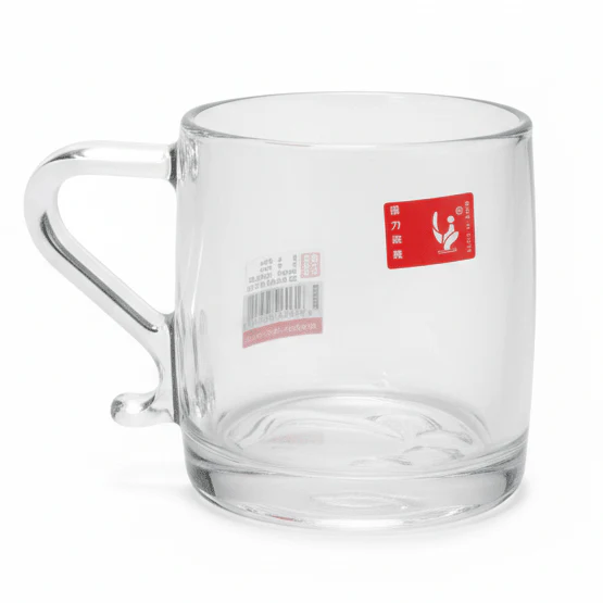 AKDC Large Capacity Clear Glass Mug with Designer Elegant Handle for Coffee Tea 345ml