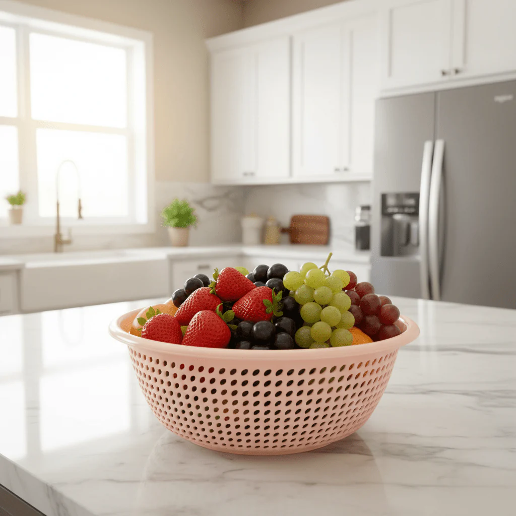 AKDC Large Plastic Friut & Vegitable Strainer Basin – 39cm (Assorted Colors) - Image 2