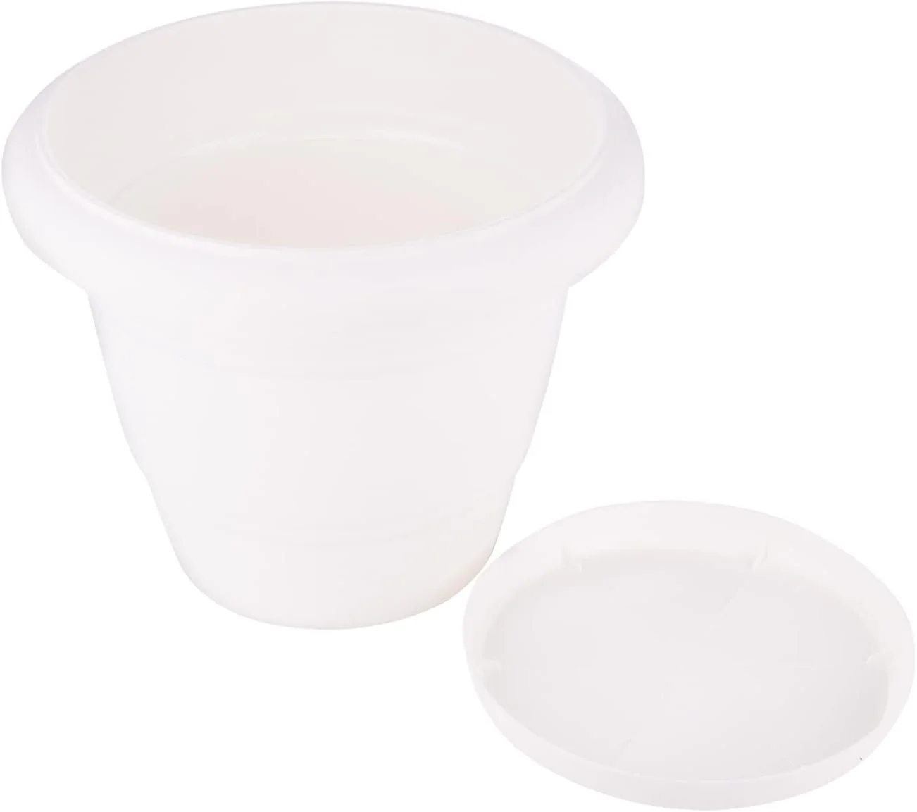 AKDC Planter W/Tray L(20CM) xW(14cm) xH(17cm) White color - Image 2