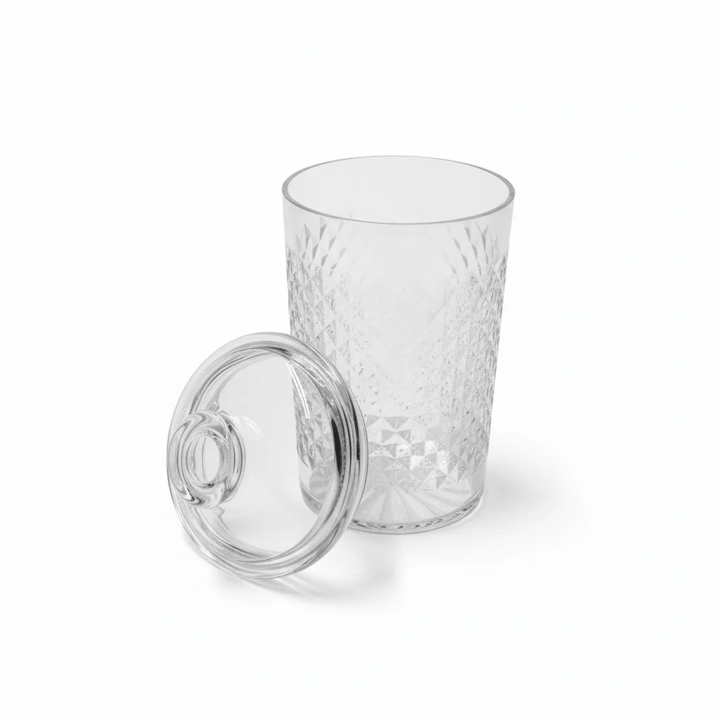AKDC Luxury Diamond-Pattern Round Airtight Acrylic Storage Canister – Transparent Decorative Jar with Lid, 1200 ml - Image 3