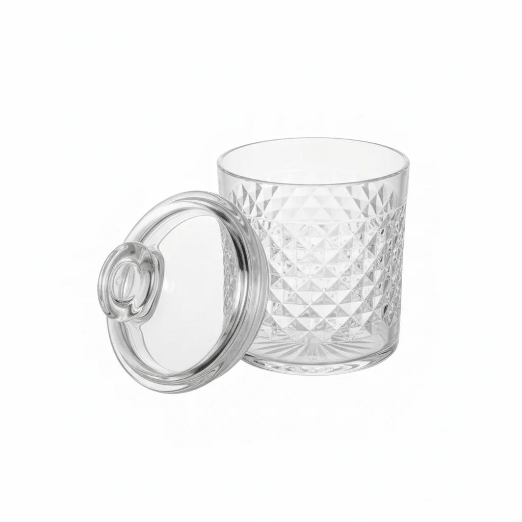 AKDC Luxury Diamond-Pattern Round Airtight Acrylic Storage Canister – Transparent Decorative Jar with Lid, 800 ml - Image 3