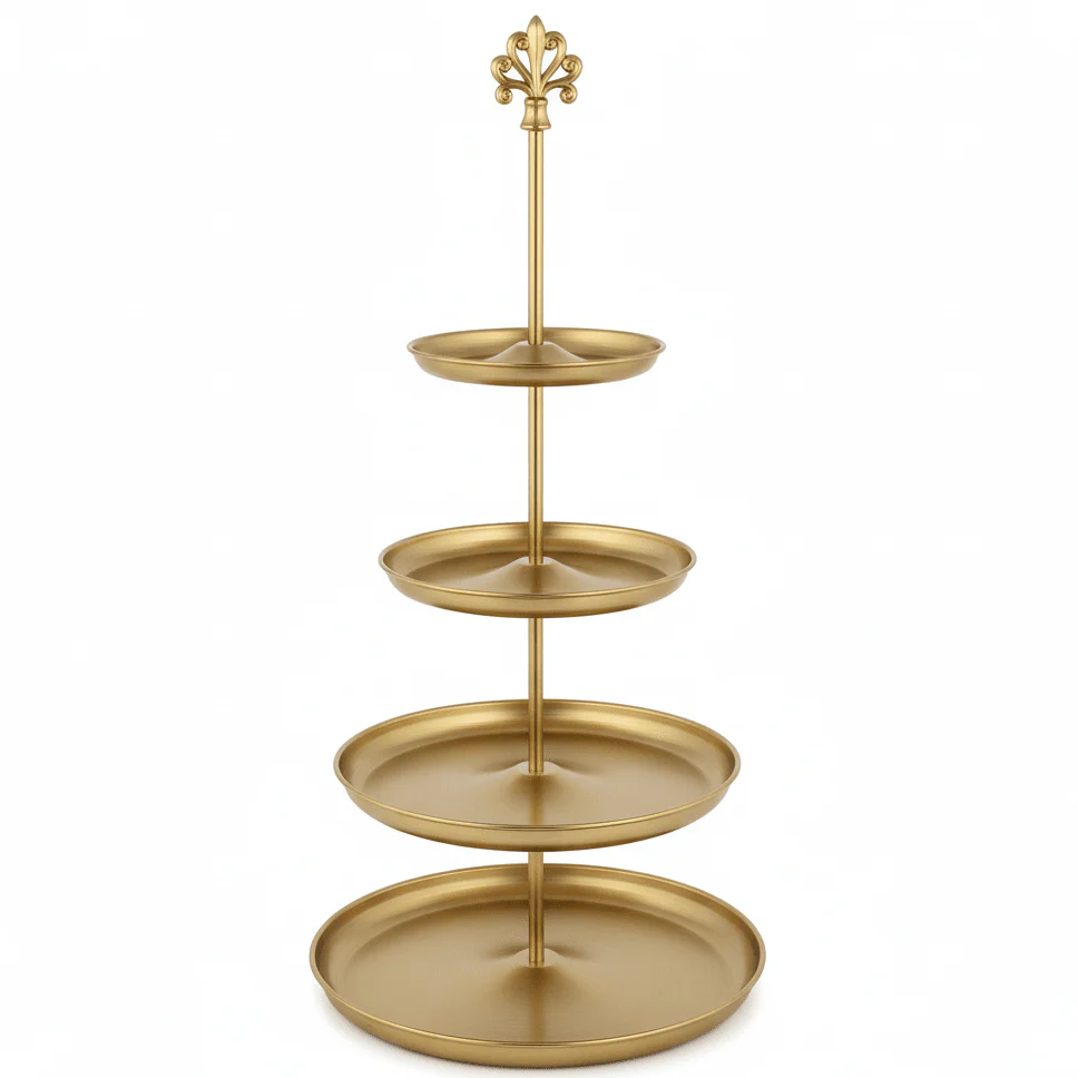 AKDC Luxury Gold 4 Tier Dessert Stand Premium Display Rack for Cakes Cupcakes and Events 62 cm