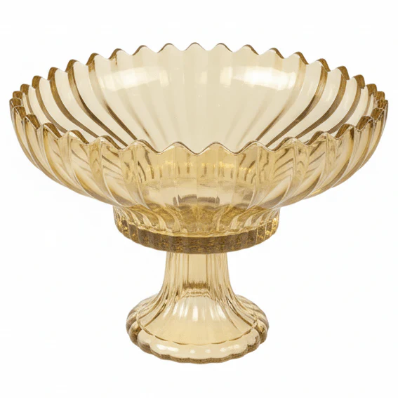 AKDC Luxury Gold-Tinted Glass Footed Candy Bowl with Elegant Round Design for Premium Table Serving – 20×15 cm