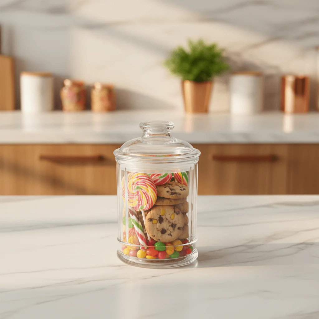 AKDC Medium Clear Acrylic Storage Canister with Lid for Food Storage and Organization 13 × 10 cm - Image 2