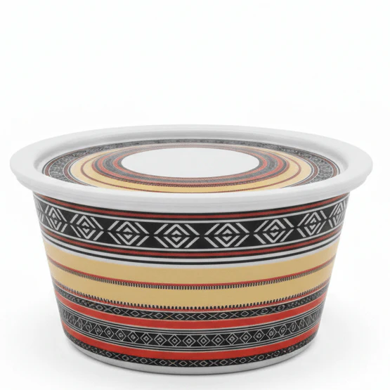 AKDC Melamine Bowl with Lid – Modern Unique Style, Durable Multi-Purpose Food Serving Bowl (16 × 8.5 cm)