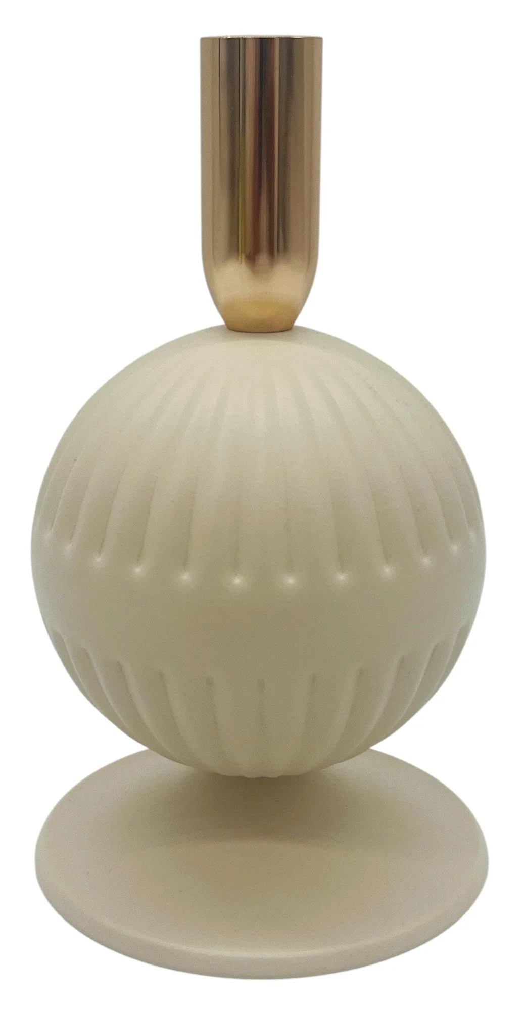 AKDC Metal Ball Shaped Candle Holder 18cm*10cm, Ivory/Gold