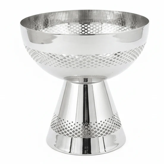 AKDC Metal Fruit & Candy Bowl – Compact Silver Finish, Decorative Serving Bowl, 16 × 15 cm
