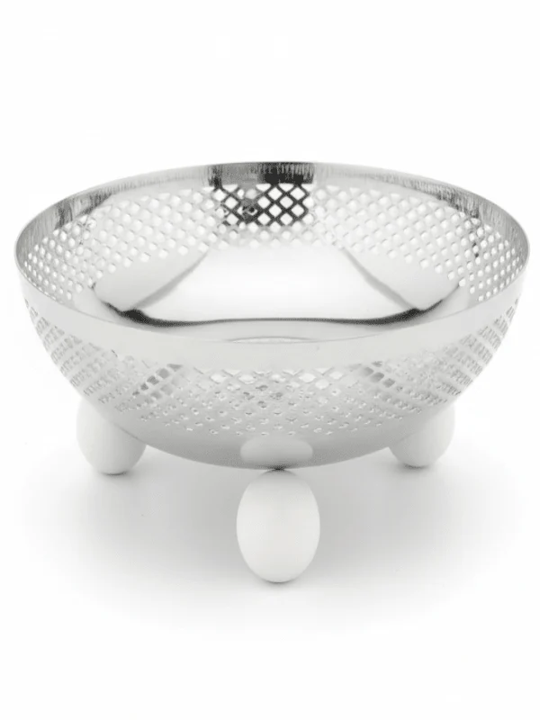 AKDC Metal Fruit & Candy Bowl – Elegant Silver Finish, Ideal for Tabletop Serving & Display, 25 × 9 cm