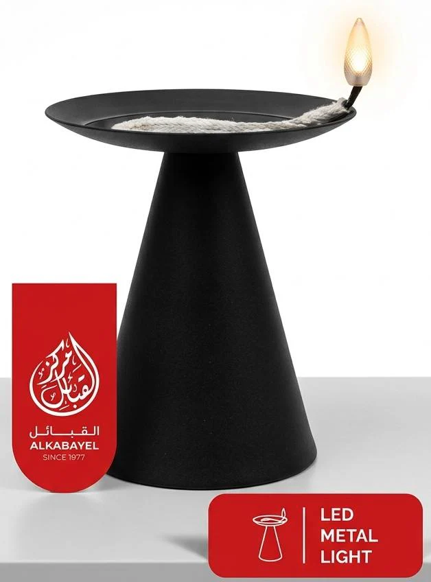 AKDC LED Metal Candle Light – Matte Black | 10×9 cm