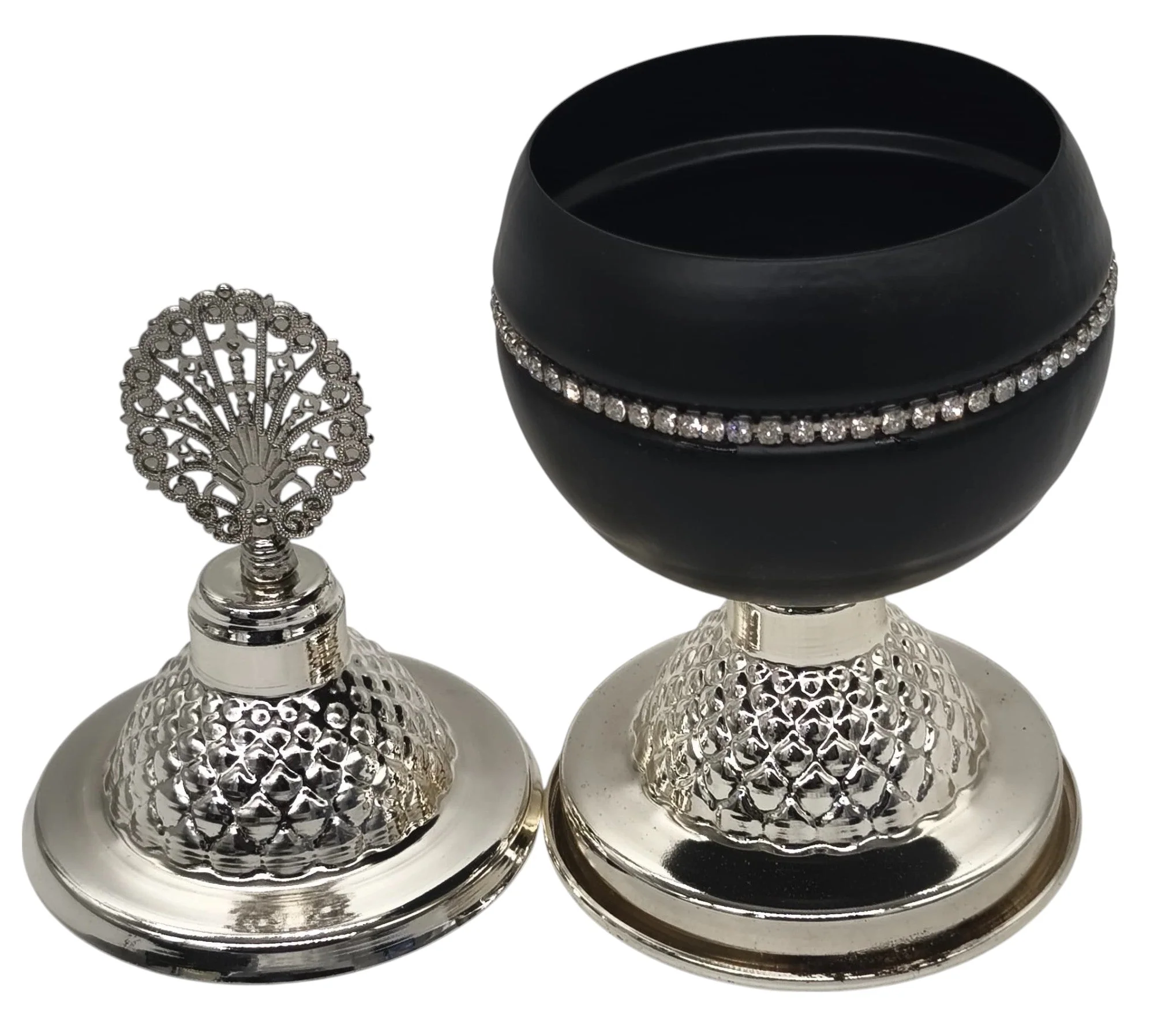 AKDC Metal Sugar Pot 20cm*7cm, Black/Silver - Image 2