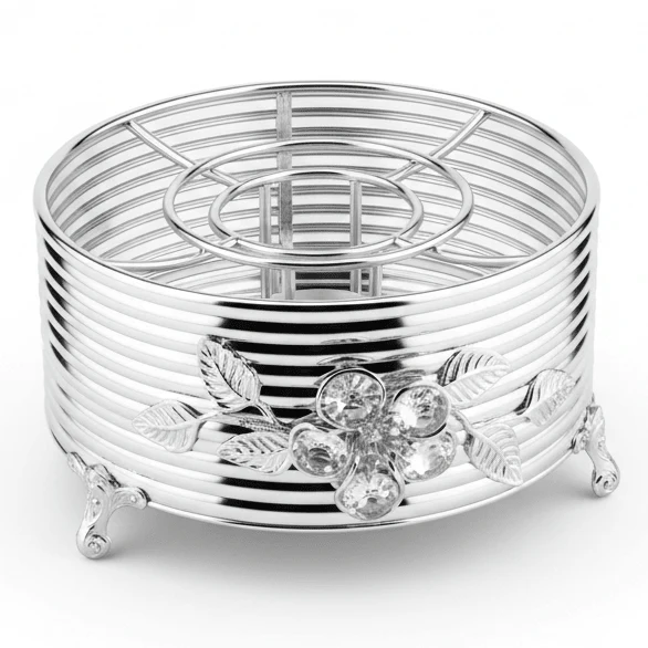 AKDC Minimalist Round Silver Metal Teapot Warmer for Tea Serving and Heat Retention – 18x8cm