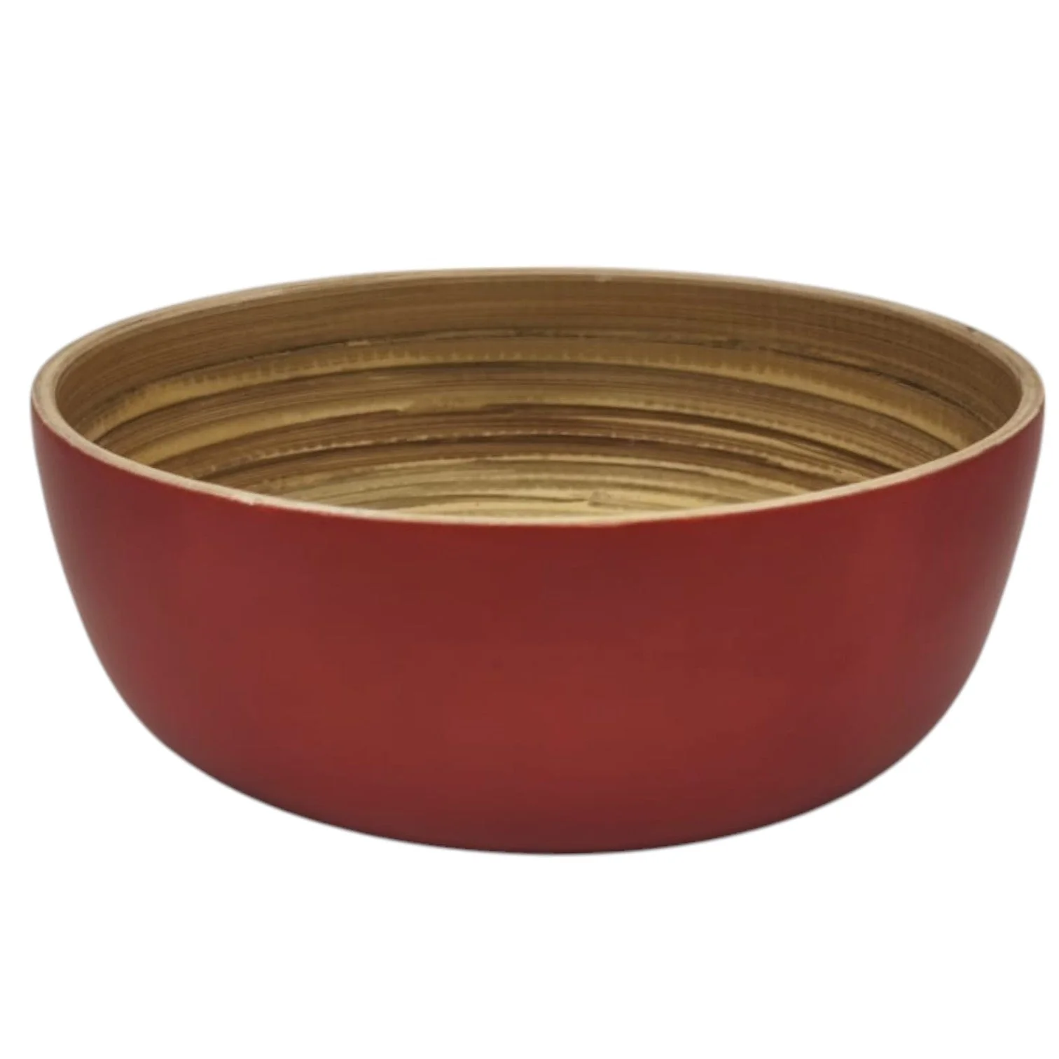 AKDC Modern Bamboo Round Serving Bowl-15cmX6cm-Red&Bamboo