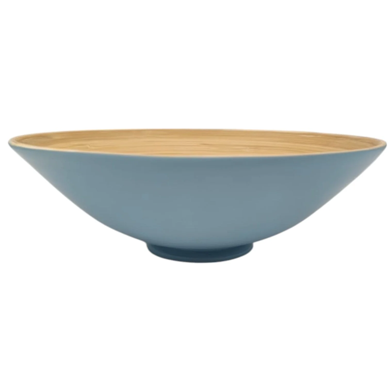 AKDC Modern Bamboo Round Serving Bowl-30cmX10cm-Blue&Bamboo