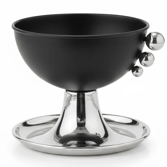 AKDC Modern Black and Silver Metal Footed Candy Bowl with Stylish Finish for Table Decoration – 15×12 cm