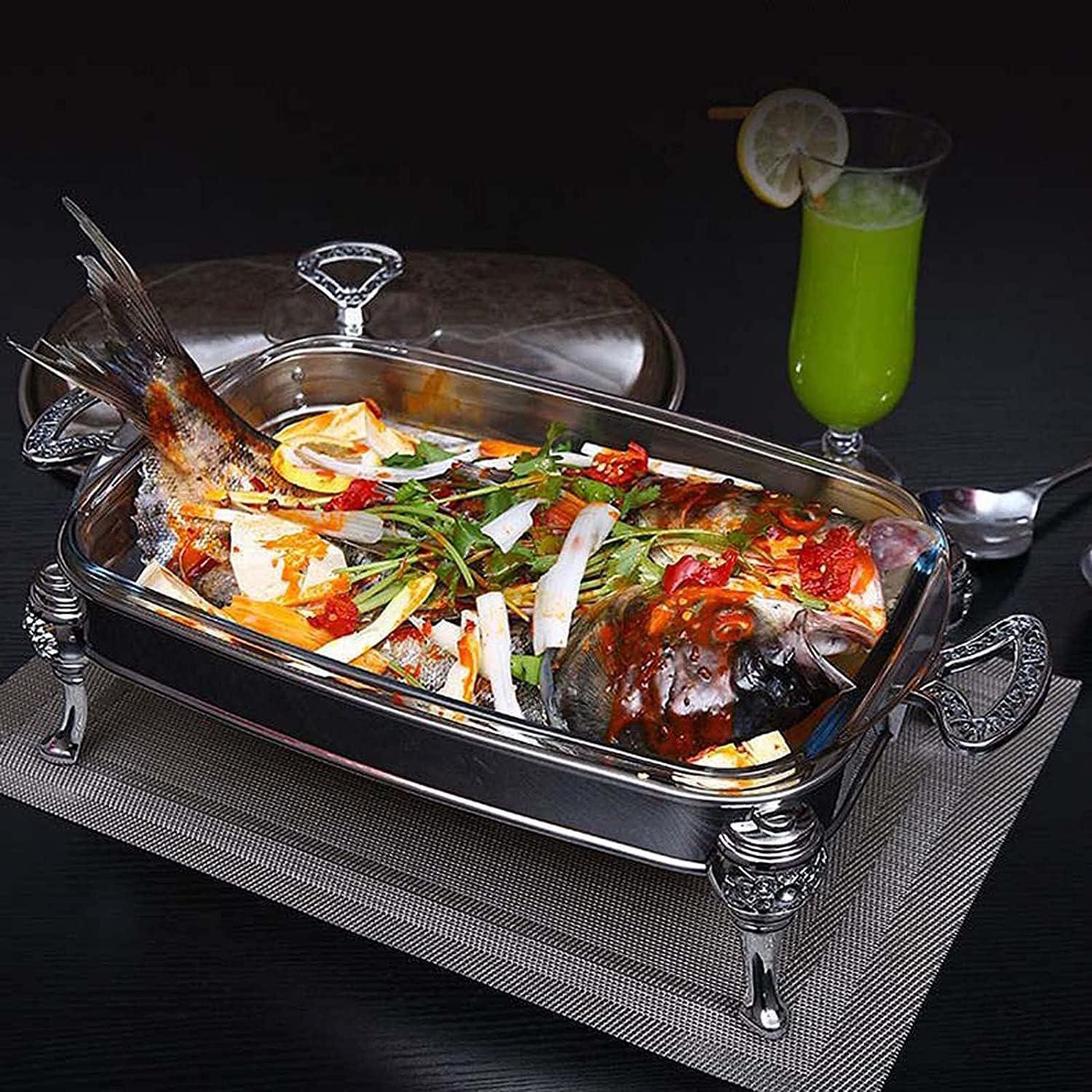 AKDC Modern Design Rectangular Food Warmer 2.4Litre, Silver - Image 4