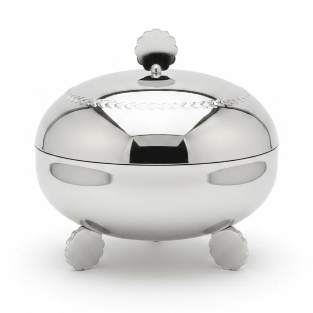 AKDC Multipurpose Stainless Steel Round Dates Bowl with Lid for Elegant Table Serving – 14 cm