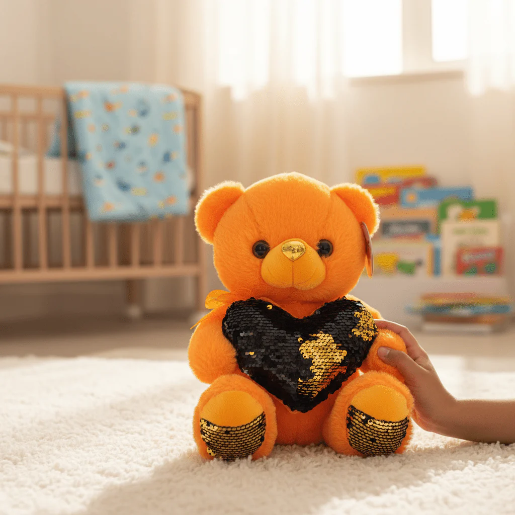 AKDC Orange Color Teddy Bear Soft Plush Toy – 30 cm Stuffed Animal for Kids - Image 2
